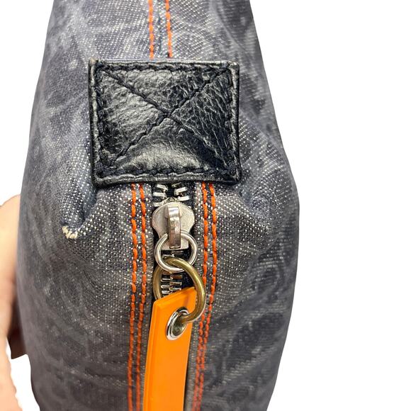Christian Dior Homme Monogram Flight Pouch Navy Denim Orange Trim Made in Spain - Picture 13 of 14